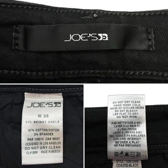 Joe’s Jeans Skinny Ankle Women’s Size 28/6 Black Coated Denim Stretch joes EUC - Picture 4 of 7